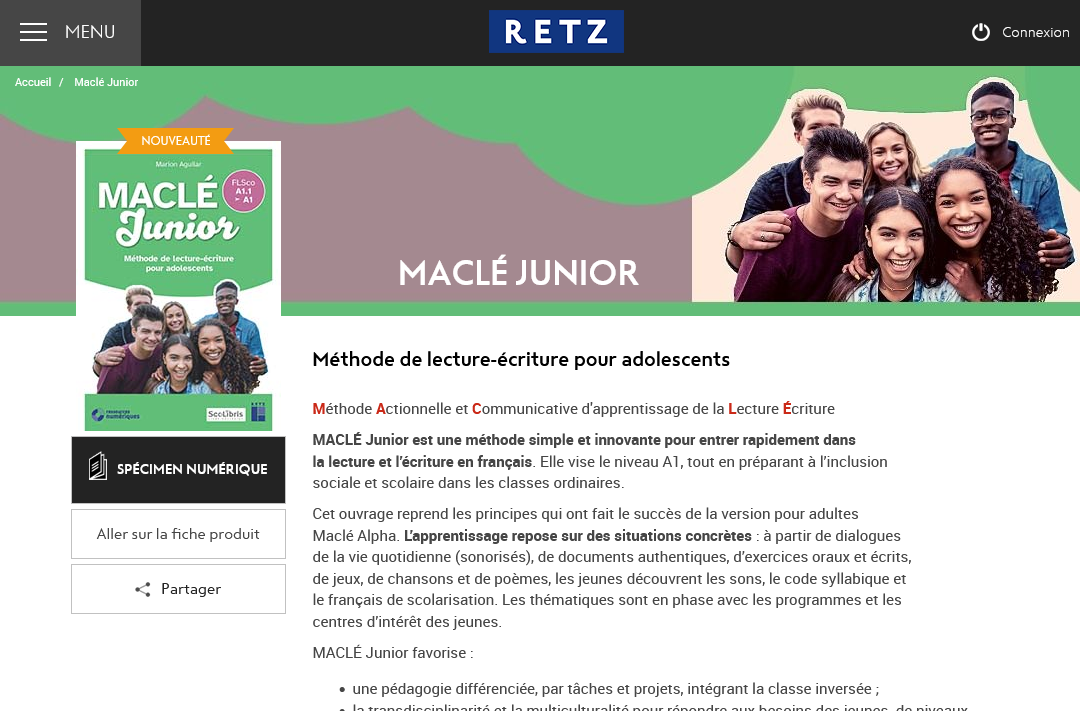 Maclé Junior – Méthode de lecture-écriture pour adolescents