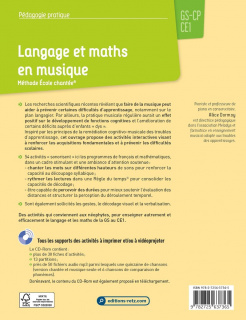 Langage et maths en musique - Méthode École chantée - GS-CP-CE1 (+ CD Rom)