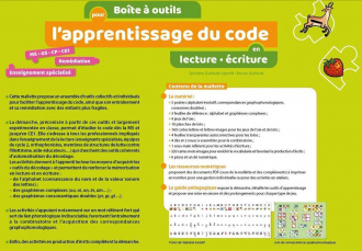 Boîte à outils pour l'apprentissage du code en lecture - écriture - MS-GS-CP-CE1